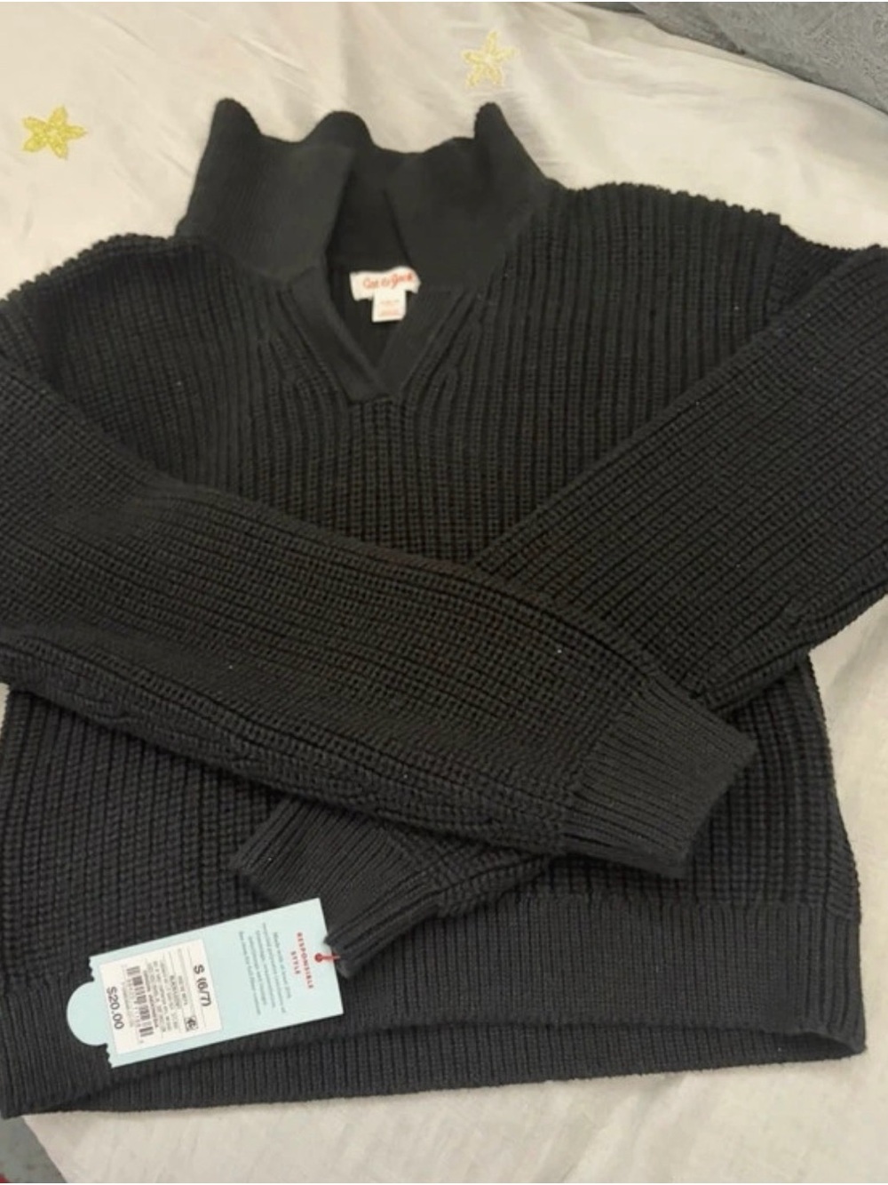 Cat and Jack size small kids Black ribbed knit sweater in size S #knitwear #cozy